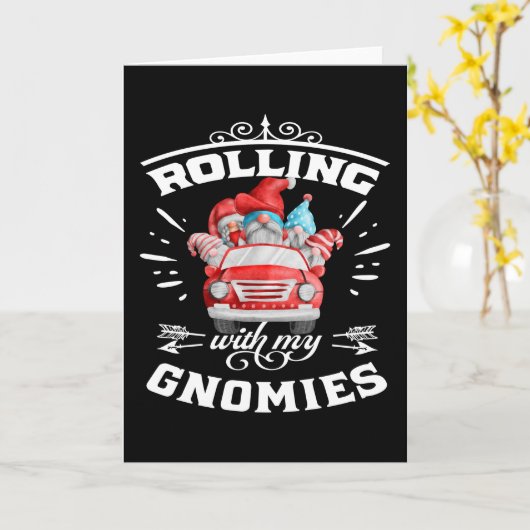 Rolling With My Gnomies Christmas Gnomes カード (黄色い花)