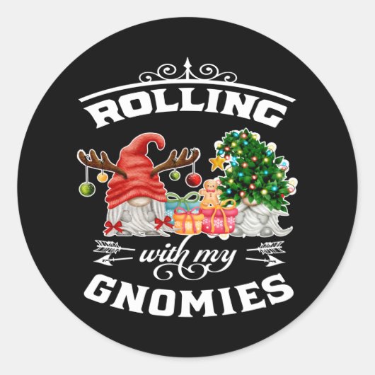 Rolling With My Gnomies Christmas Gnomes ラウンドシール (正面)
