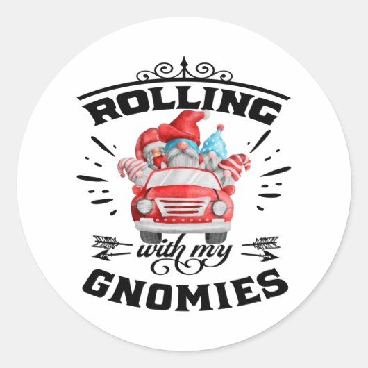 Rolling With My Gnomies Christmas Gnomes ラウンドシール (正面)