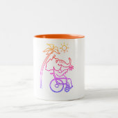 Rollstuhlfahrer Elefant  ツートーンマグカップ (中央)