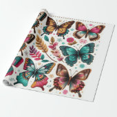 rolo de papel de presente com estampa borboletas ラッピングペーパー (アンロールド)