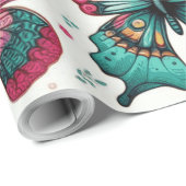 rolo de papel de presente com estampa borboletas ラッピングペーパー (ロールコーナー)