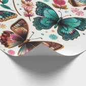 rolo de papel de presente com estampa borboletas ラッピングペーパー (角)