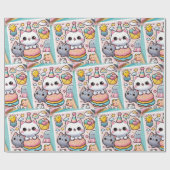 rolo de papel de presente com estampa gatinho ラッピングペーパー (フラット)