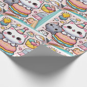 rolo de papel de presente com estampa gatinho ラッピングペーパー (角)