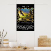 Rom 12:2景色の上にイーグル飛んでいるを持つ。 ポスター (キッチン)