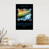 Rom 3:23海の上飛んでいるに貝殻を持つ ポスター (キッチン)