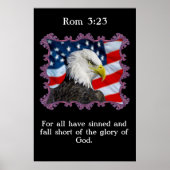 Rom 3:23 A Eagle in a American flagの前 ポスター (正面)