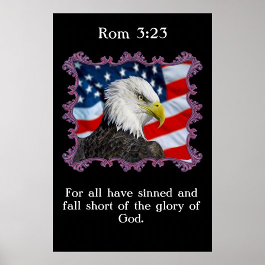 Rom 3:23 A Eagle in a American flagの前 ポスター (正面)