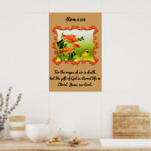 Rom 6:23黄色と黒のカナリモッキンバード ポスター (キッチン)