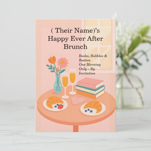 Rom-Com Brunch Book Club Birthday Party 招待状 (スタンド正面)