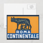Roma Continentale_Vintage旅行ポスターアートワーク ポストカード (正面/裏面)