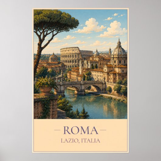 Roma, Italy – Vintage Travel Poster ポスター (正面)
