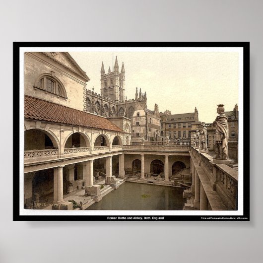 Roman Bath and Abbey, Bath, England ポスター (正面)
