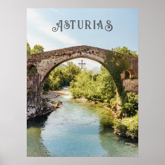 Roman Bridge, Cangas de Onís, Asturias travel ポスター (正面)