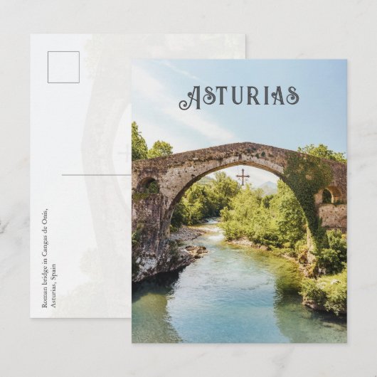 Roman Bridge, Cangas de Onís, Asturias travel ポストカード (正面/裏面)