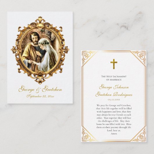 Roman Catholic Wedding Prayer Card Joseph and Mary プレイスカード (正面/裏面)