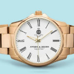 Roman Numeral Monogram Couple names 腕時計<br><div class="desc">Personalized Roman Numeral Monogram Couple’s Custom Names & Initials Elevate your style with this elegant and timeless couple’s watch, featuring classic Roman numerals and a personalized monogram with names and initials. This sophisticated timepiece is a perfect gift for weddings, anniversaries, Valentine’s Day, or any special occasion. Designed for couples who...</div>