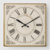 Roman Numeral Victorian Gothic Aesthetics Vintage  スクエア壁時計 (正面)