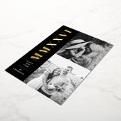 Roman Numerals Two Photos Black New Year 箔シーズンカード (回転した状態)