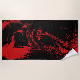 Roman Warrior Helmet Silhouette Art ビーチタオル