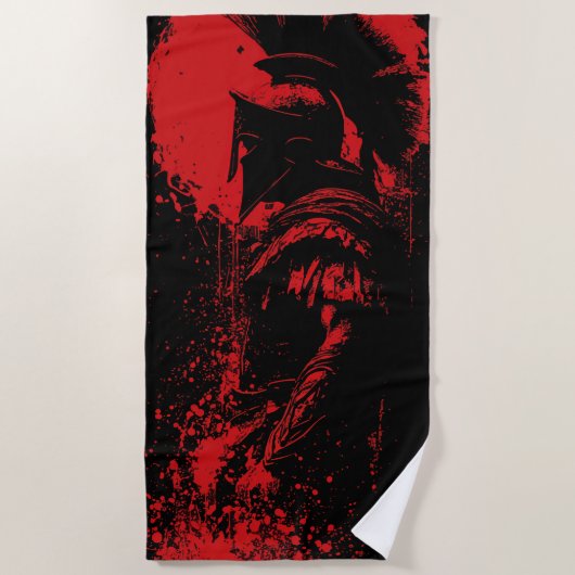 Roman Warrior Helmet Silhouette Art ビーチタオル (正面)