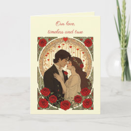 Romance And Red Roses Art Nouveau Illustration カード