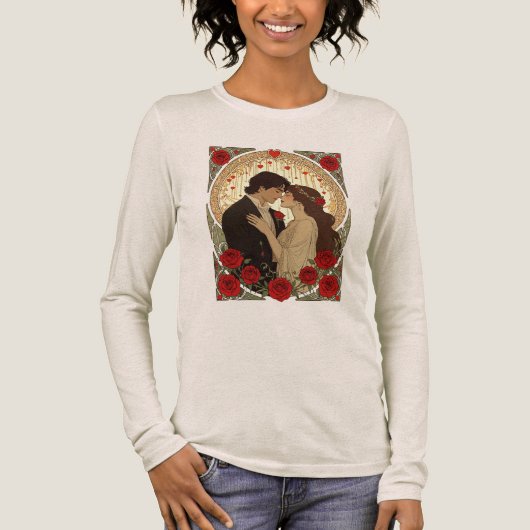 Romance And Red Roses Art Nouveau Illustration トライブレンドＴシャツ (正面)