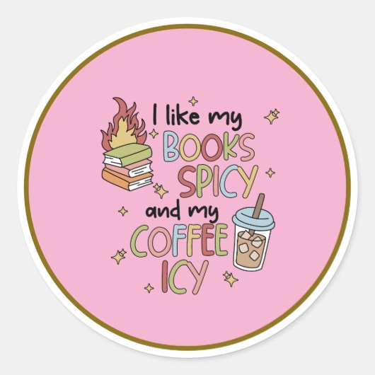 Romance books and coffee sticker ラウンドシール (正面)