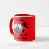 Romance Cute Red Heart Cupid Photo Valentines Day マグカップ (正面左)