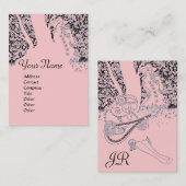 ROMANCE MONOGRAM、黒とピンク 名刺 (正面/裏面)
