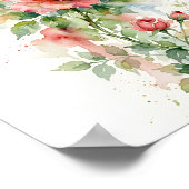 Romance Rose Watercolor Art ポスター (角)