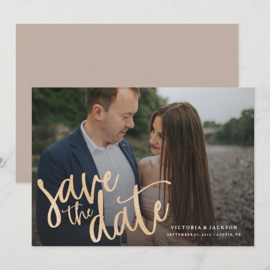 Romance Save the Date Photo Announcement 招待状 (正面/裏面)