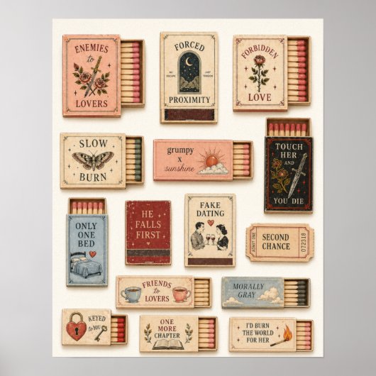 Romance Trope Bookmark for Book Lovers ポスター (正面)