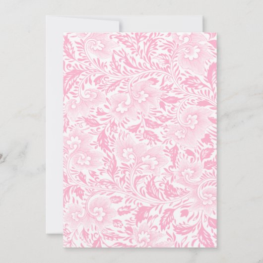 Romance Valentine’s Day Pink Bow Floral Wedding 招待状 (裏面)