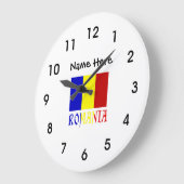 Romania and Romanian Flag with Your Name Large Clo ラージ壁時計 (傾斜)