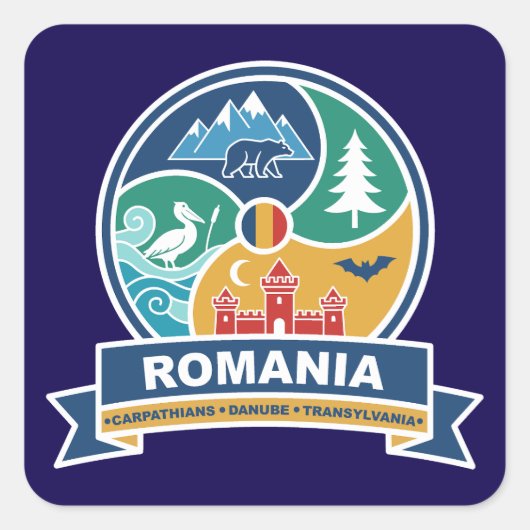 Romania Carpathians Danube Transylvania スクエアシール (正面)