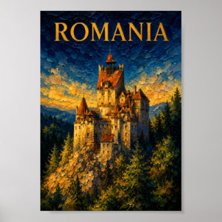 Romania: Mystic Glow Bran Castle Art Souvenir ポスター