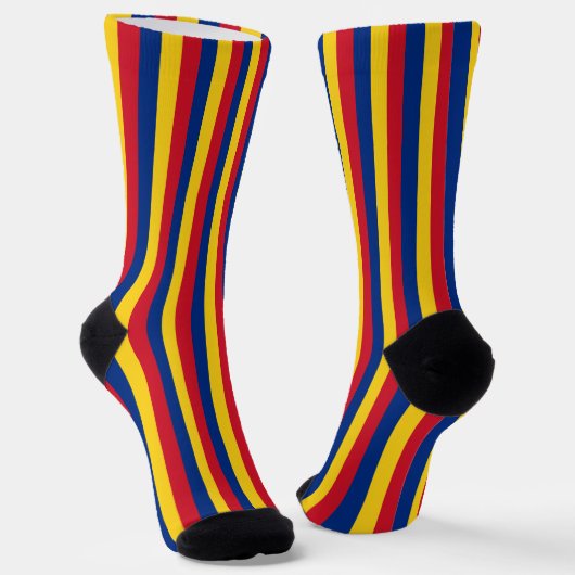 Romania Socks, patriotic Romanian Flag fashion ソックス (傾斜あり)