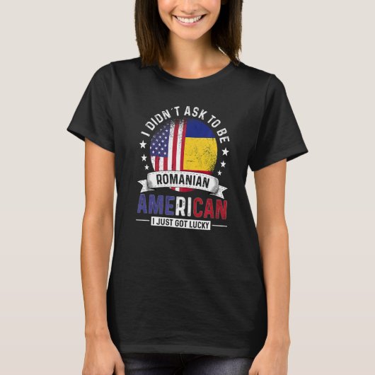 Romanian American Countries Flags Pride Romania Fl Tシャツ (正面)