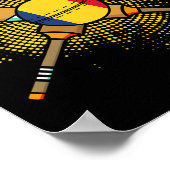 Romanian Cricket Racket And Ll Flag Of Romania  ポスター (角)