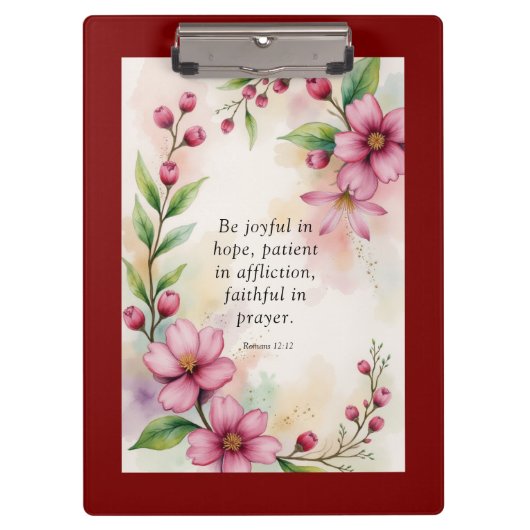 Romans 12:12 Custom Bible Verse クリップボード (正面)