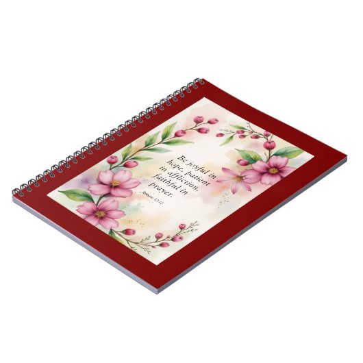 Romans 12:12 Custom Bible Verse ノートブック (左側)