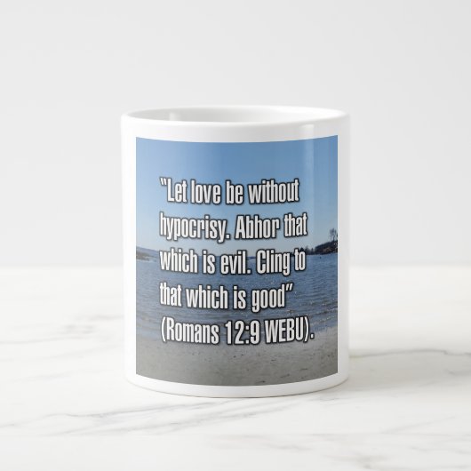 Romans 12:9 WEBU Mug ジャンボコーヒーマグカップ (正面)