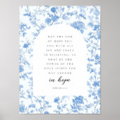Romans 15:13 Arch Blue Toile de Jouy Bible Verse ポスター (正面)