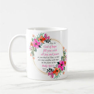 Romans 15:13 - God of Hope Bible Verse Floral コーヒーマグカップ