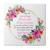 Romans 15:13 - God of Hope Bible Verse Floral タイル (正面)