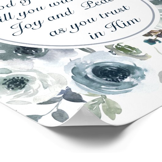 Romans 15:13 God of Hope, Floral ポスター (角)