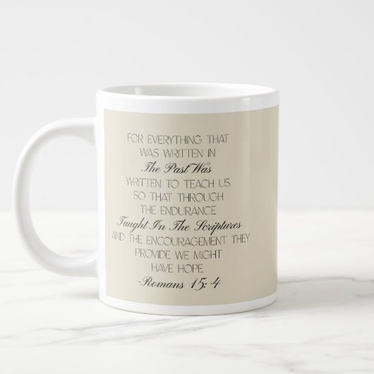 Romans 15:4 Hope Bible Verse Mug ジャンボコーヒーマグカップ (左)
