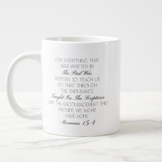Romans 15:4 Hope Bible Verse Mug  ジャンボコーヒーマグカップ (左)